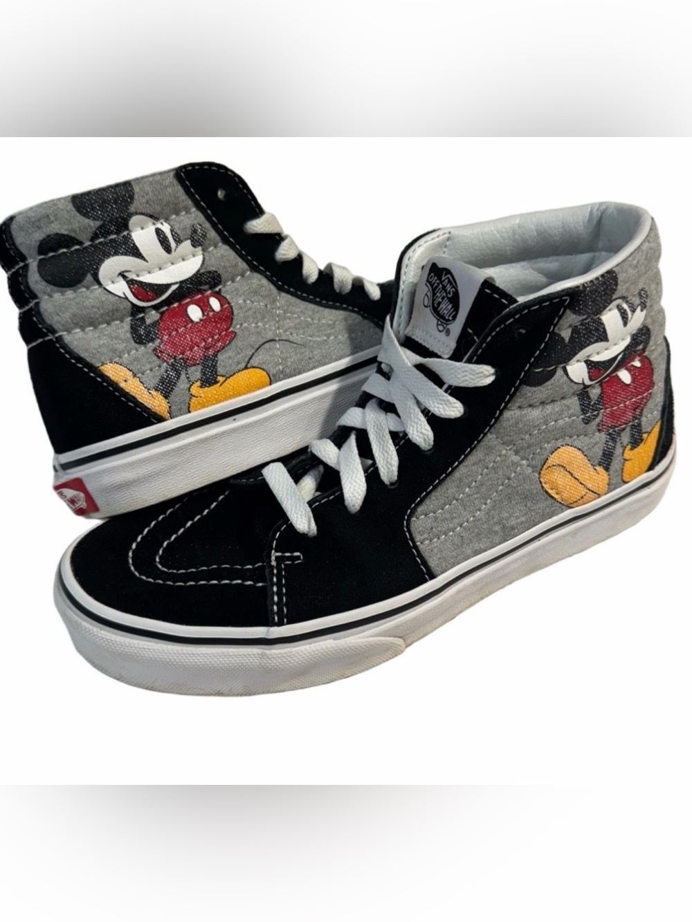 Vans Kids Mickey Mouse Disney Black Gray High-Top Sneakers Size 4